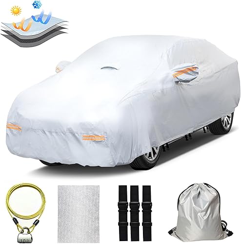 Miniatura 7 de OWEEIO Funda gruesa impermeable para automóvil para todo tipo de clima, cubierta exterior completa, cubierta universal para automóvil para
