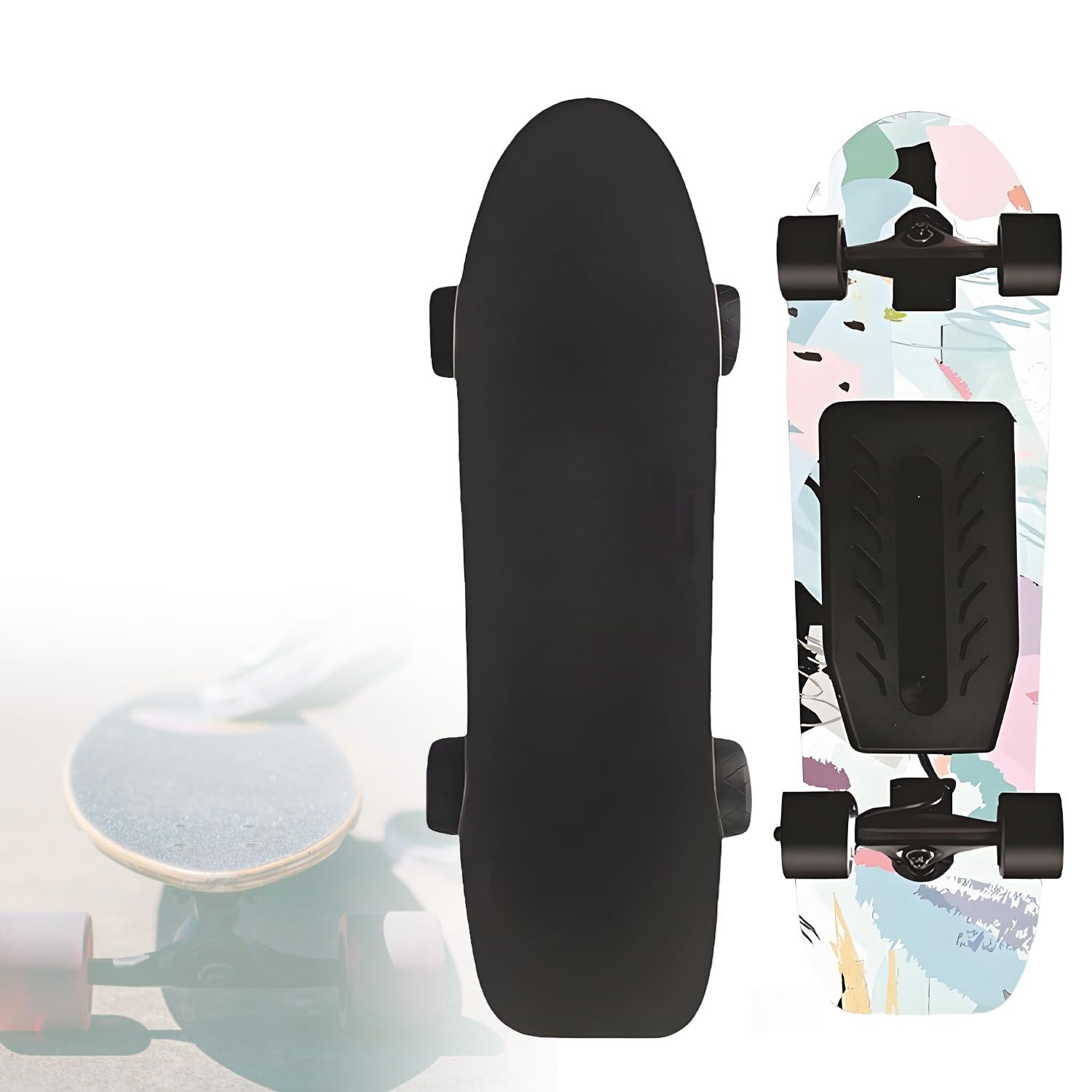 Skateboard électrique avec télécommande, charge maximale 150 kg, portée max 26 km, vitesse maximale 22 km/h, idéal pour adultes et adolescents, parfait pour les débutants