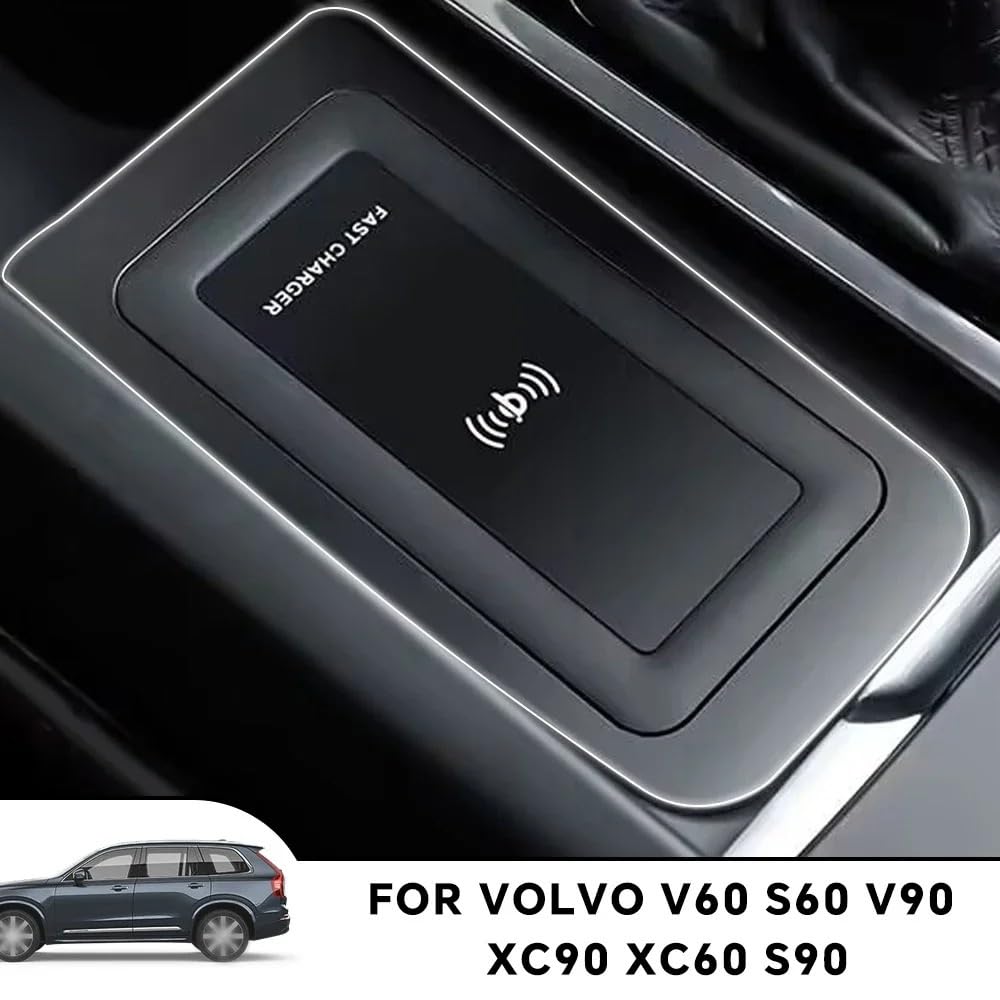Chargeur sans fil rapide for voiture, compatible avec Volvo V60 S60 V90 XC90 XC60 S90 2019 2022 2023, réglage de la Charge du téléphone, support Mobile, commande centrale