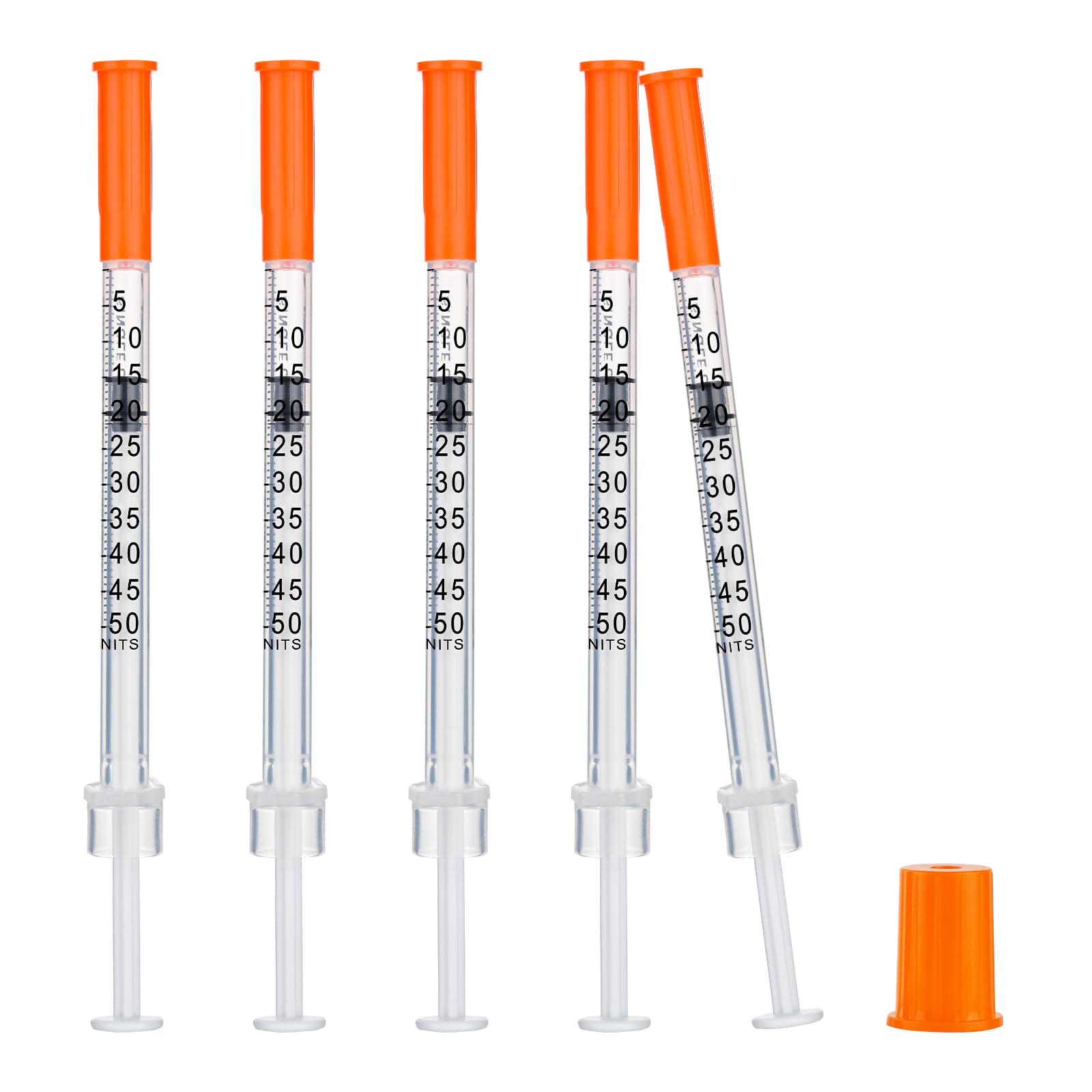Paquete de 100 herramientas de medición de líquidos desechables de 31G-1/4 pulgadas (6 mm) 0.5 cc, envueltas individualmente