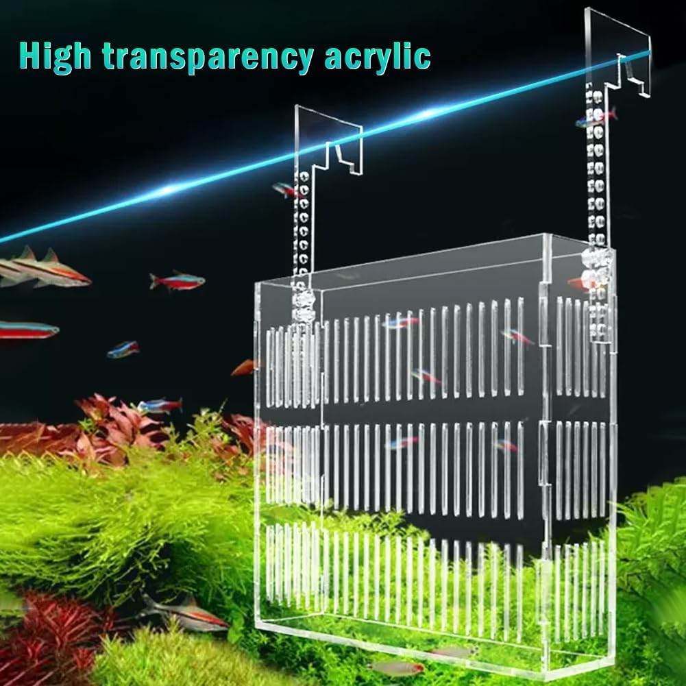 La La Pet®Adjustable Hanging Aquarium Plant Holder Acrylic Breeder Box for Fish Tank Transparent Hatching Incubator Box Isolation Box for Small Fish Small