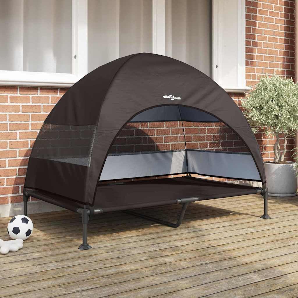 Cuccia rialzata per cani, in tessuto e acciaio, 127 x 81 x 108 cm, con design pieghevole, supporto stabile, traspirante, per giardino, terrazza, viaggi, comfort e tranquillità