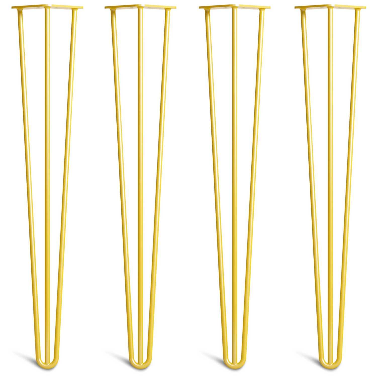 [HLC] 4 x Hairpin Table Legs – Superior Double Weld Steel Construction With Screws, Build Guide & Protector Feet Worth £8 Included! – 10mm Steel [28"/71cm,Yellow]