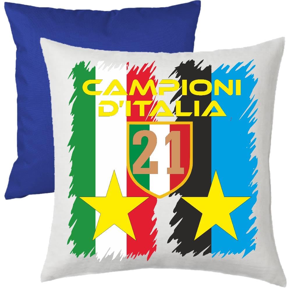 Cuscino Calcio Scudetto Inter-Nazionale Campioni D'Italia 2025/2026 21 Scudetti Seconda Stella 38x38 cm