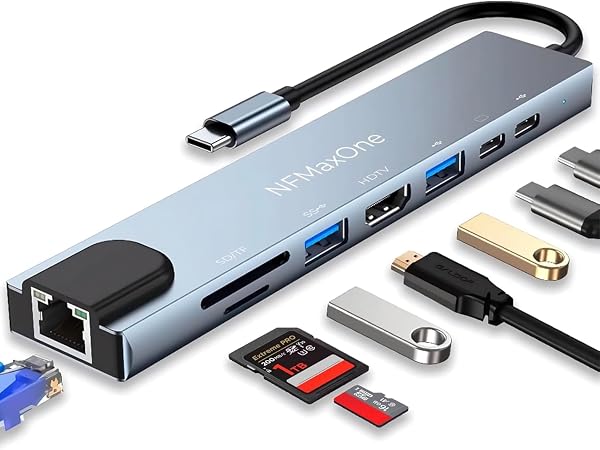 Hub USB-C 8 in 1 con Ethernet Gigabit