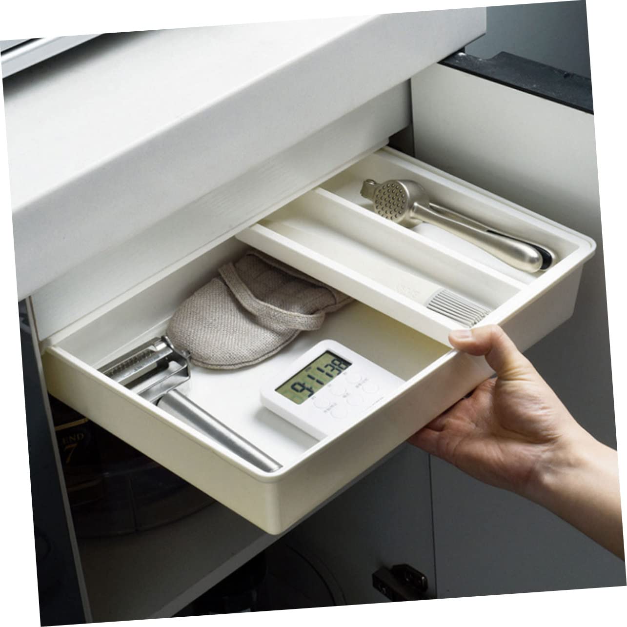 jojofuny Organizzatore per Sotto Tavolo Contenitore in Plastica Resistente per Ufficio Casa e Cucina Salvaspazio
