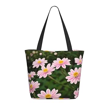 Amazon.com: LXqlSS Pink White Gold Flowers Tote Bag with