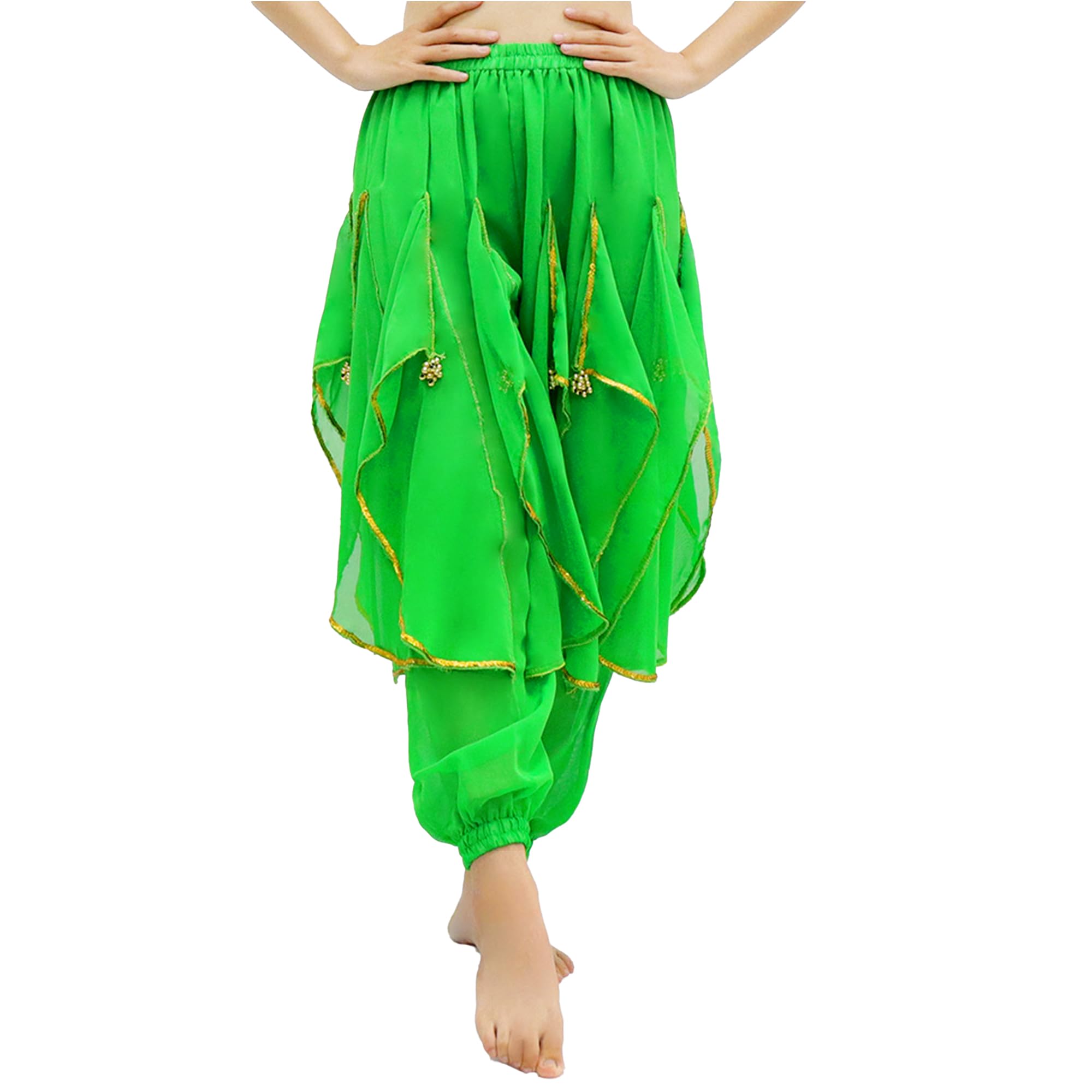 Baisdan Bambini Ragazza Harem Pantaloni Danza Del Ventre Costume India Araba Danza Tribale Ondulato Pantaloni Pantaloni