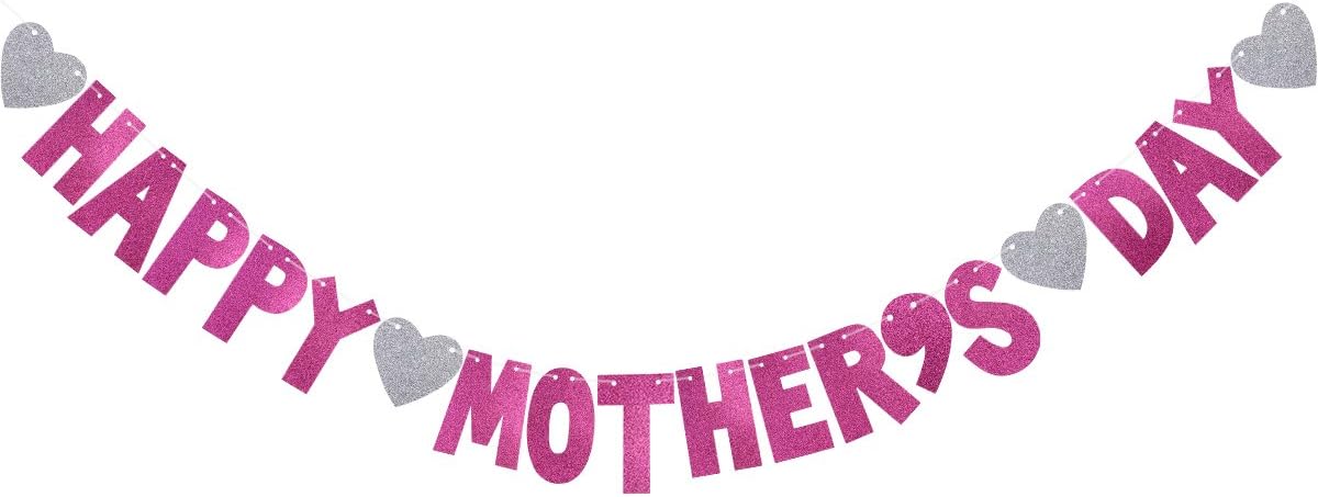 LUOEM Mother's Day Banner Happy Mother's Day Bunting Banner Garland Mother's Day Decorations Photo Prop Photo Booth Backdrop