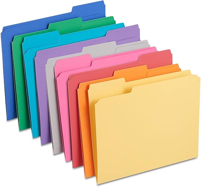 Staples 508994 Colored File Folders w/Reinforced Tabs Letter 3 Tab 100/Box