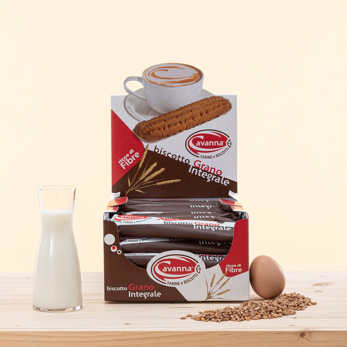 Cavanna Biscotti di grano integrale incartati singolarmente 30 gr - Ricco di fibre (Espositore 30 pezzi) - Made in Italy