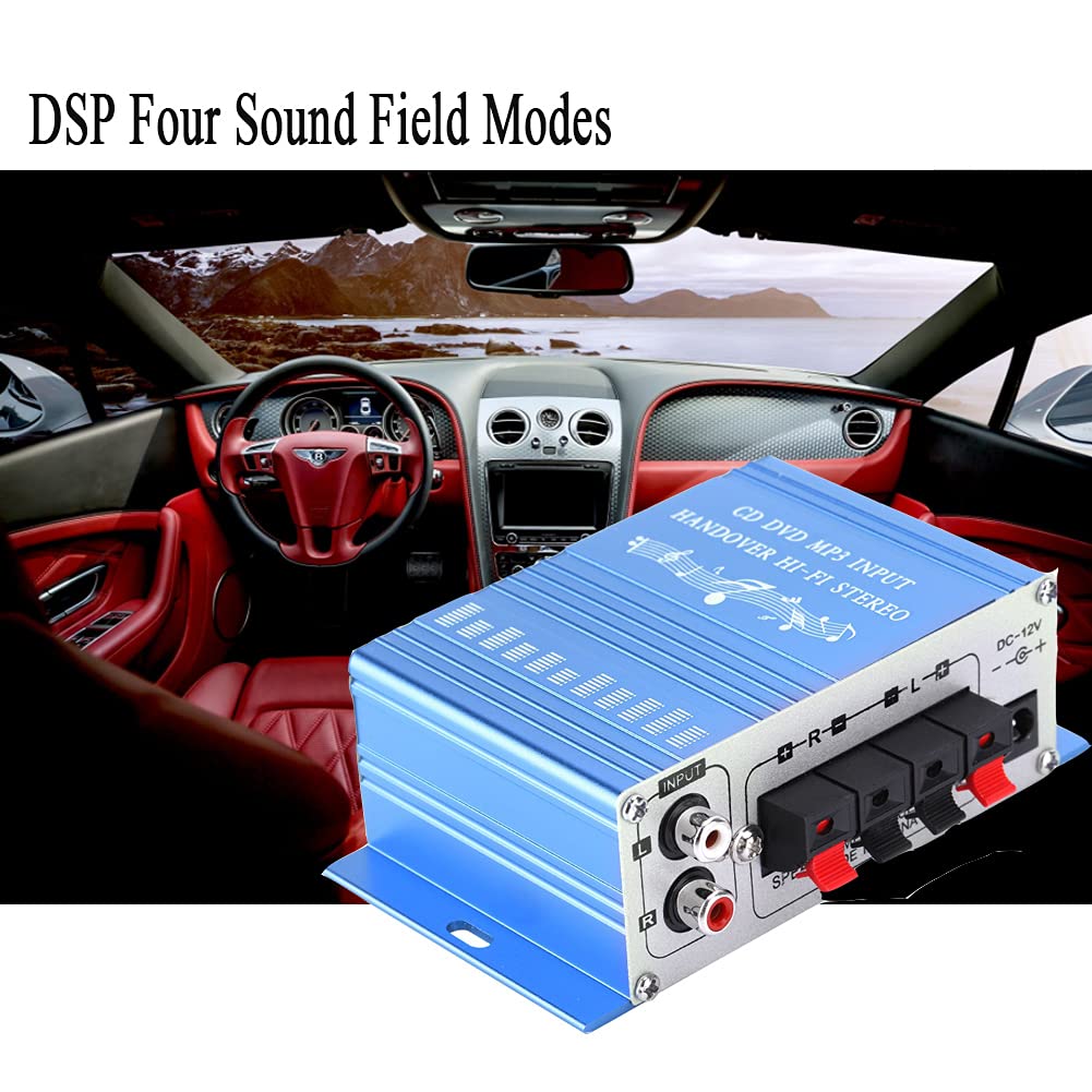 Annadue 4 canali Mini Amplificatore Stereo per Auto Digitale, Lettore Musicale Audio in modalità Audio, per USB MP3 FM SD Dvd(Blue)