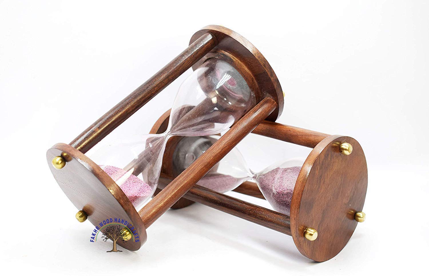 Fakhr Wood Handicrafts Wooden Sand Timer Approx 2 Mint - Dimension: Length 2.5 inch Width 2.5 inch Height 5 inch