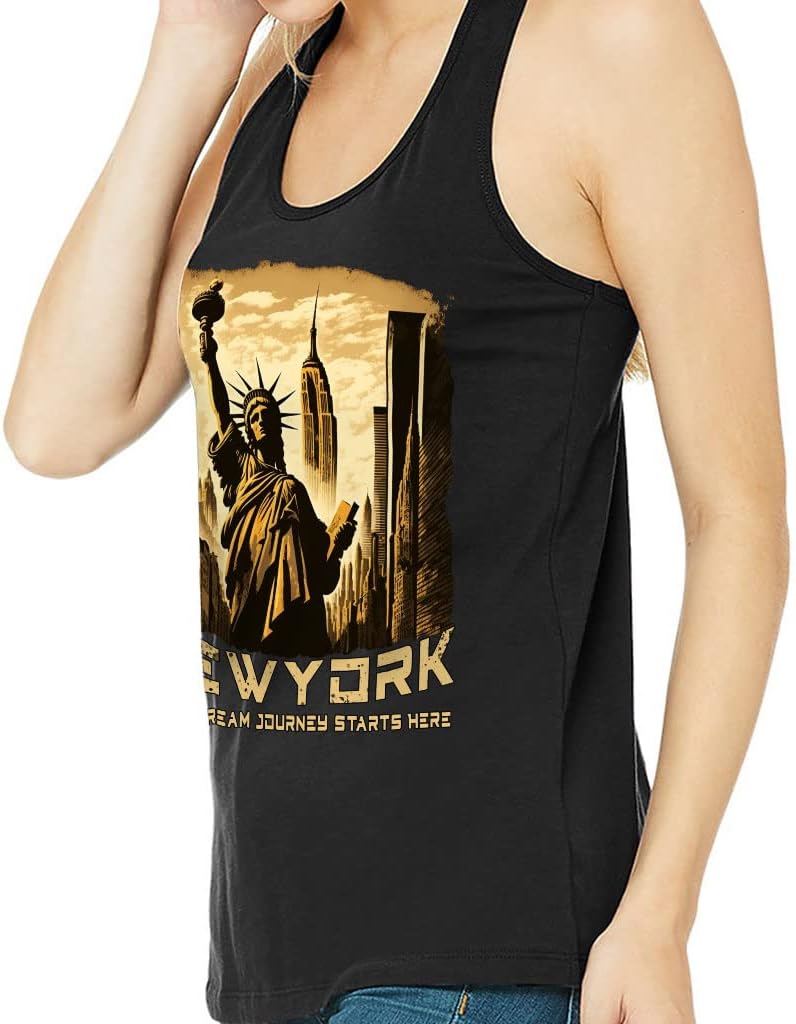 New York Women's Racerback Tank - Statue of Liberty Tank Top - Graphic Workout Tank