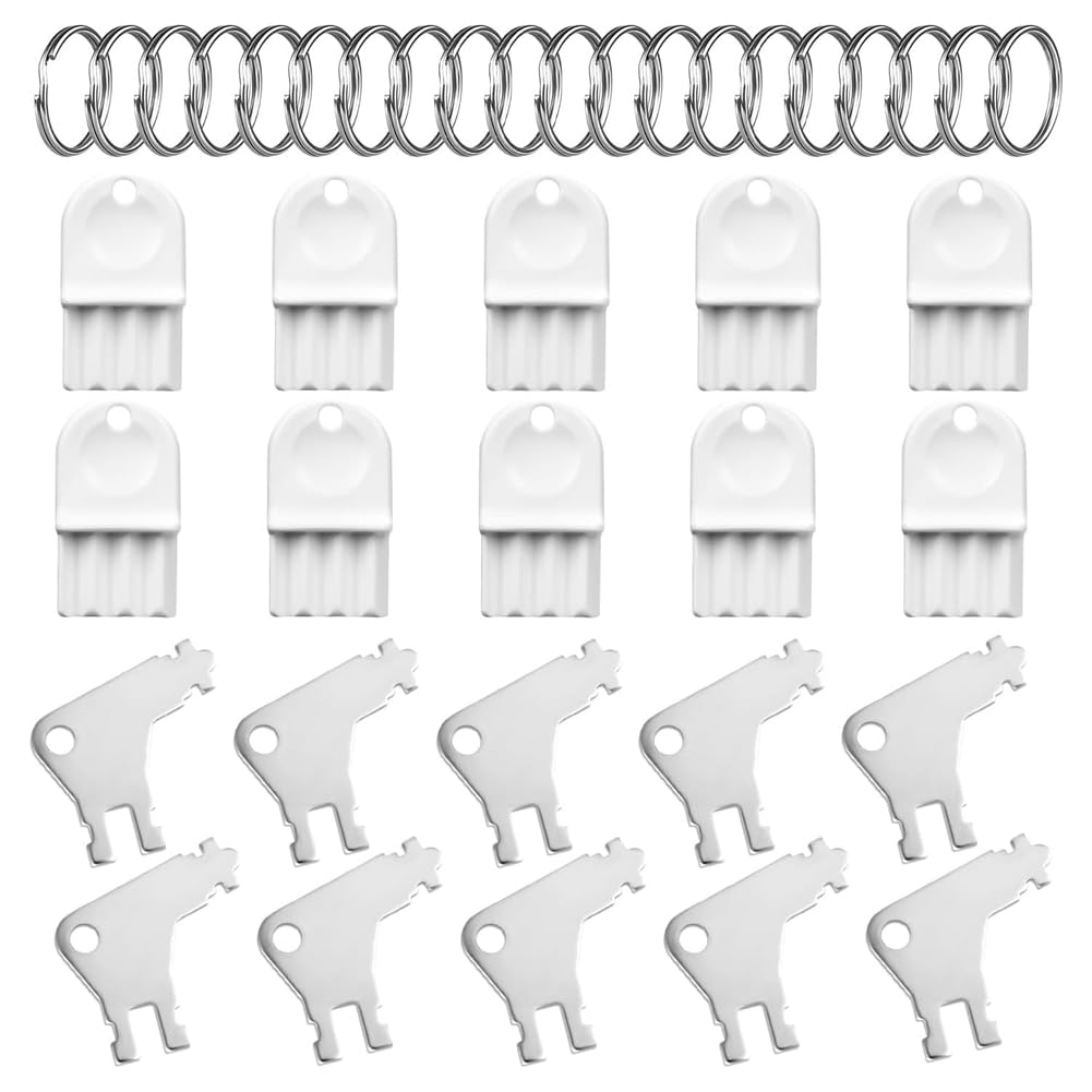 CTRLZS 20pcs Paper Towel Dispenser Key, Plastic & Metal Toilet Paper Holder Dispenser Key Replacement with 20 Key Rings