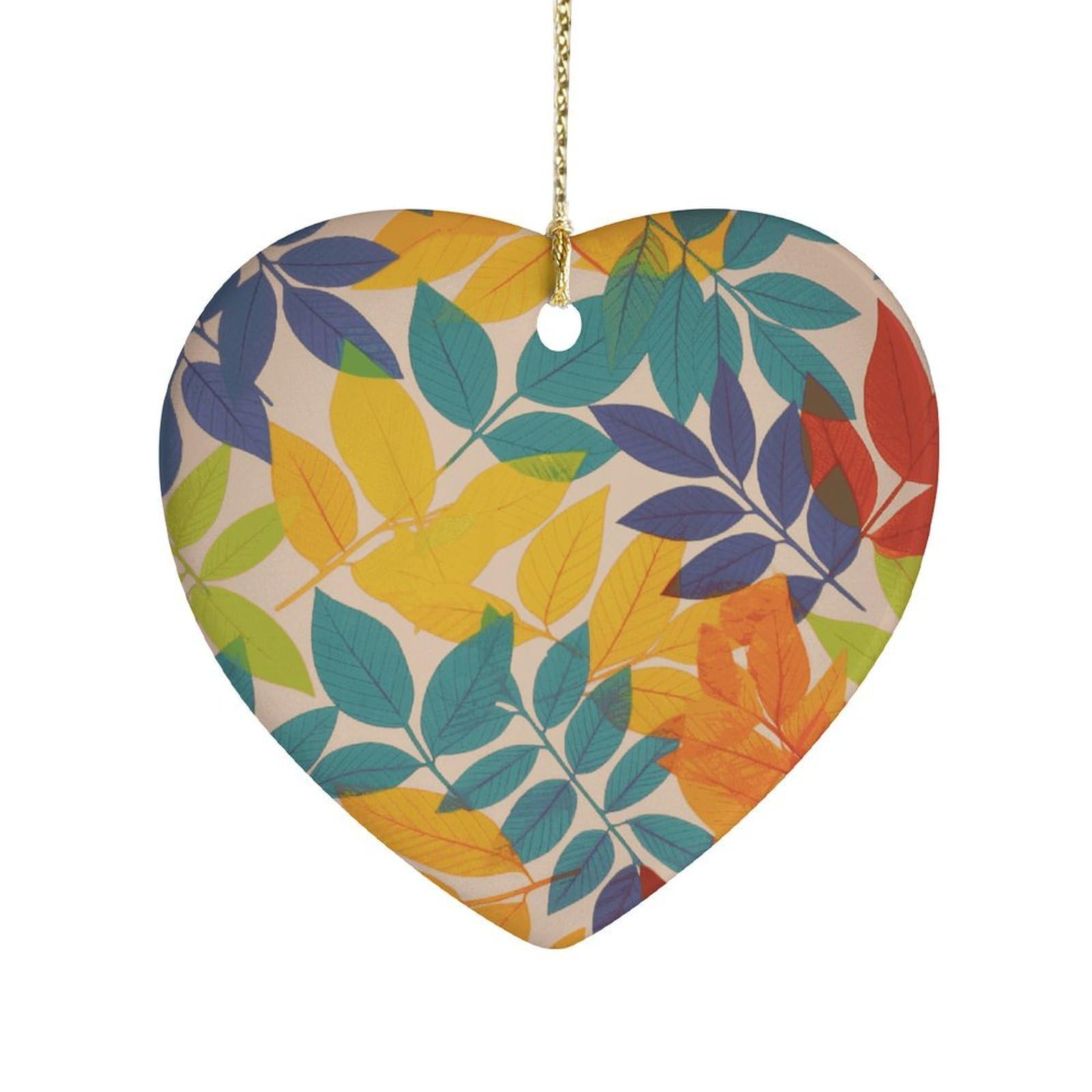 Fekiloot Style Multicolor Leaves Ceramic Ornament Home Decor Keepsake