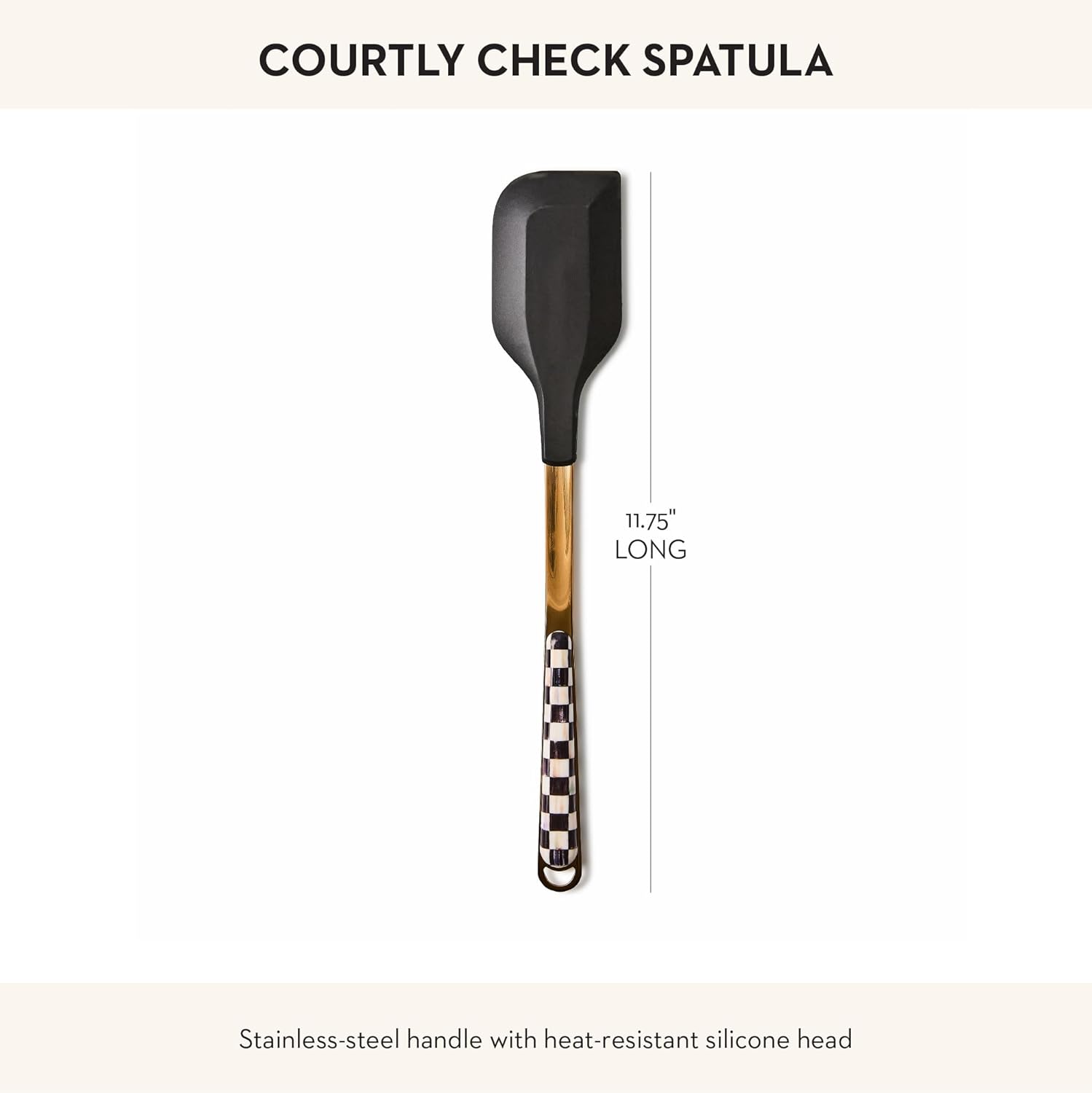 MACKENZIE-CHILDS Kitchen Spatula, Silicone Spatula for Cooking, Black-and-White Courtly Check