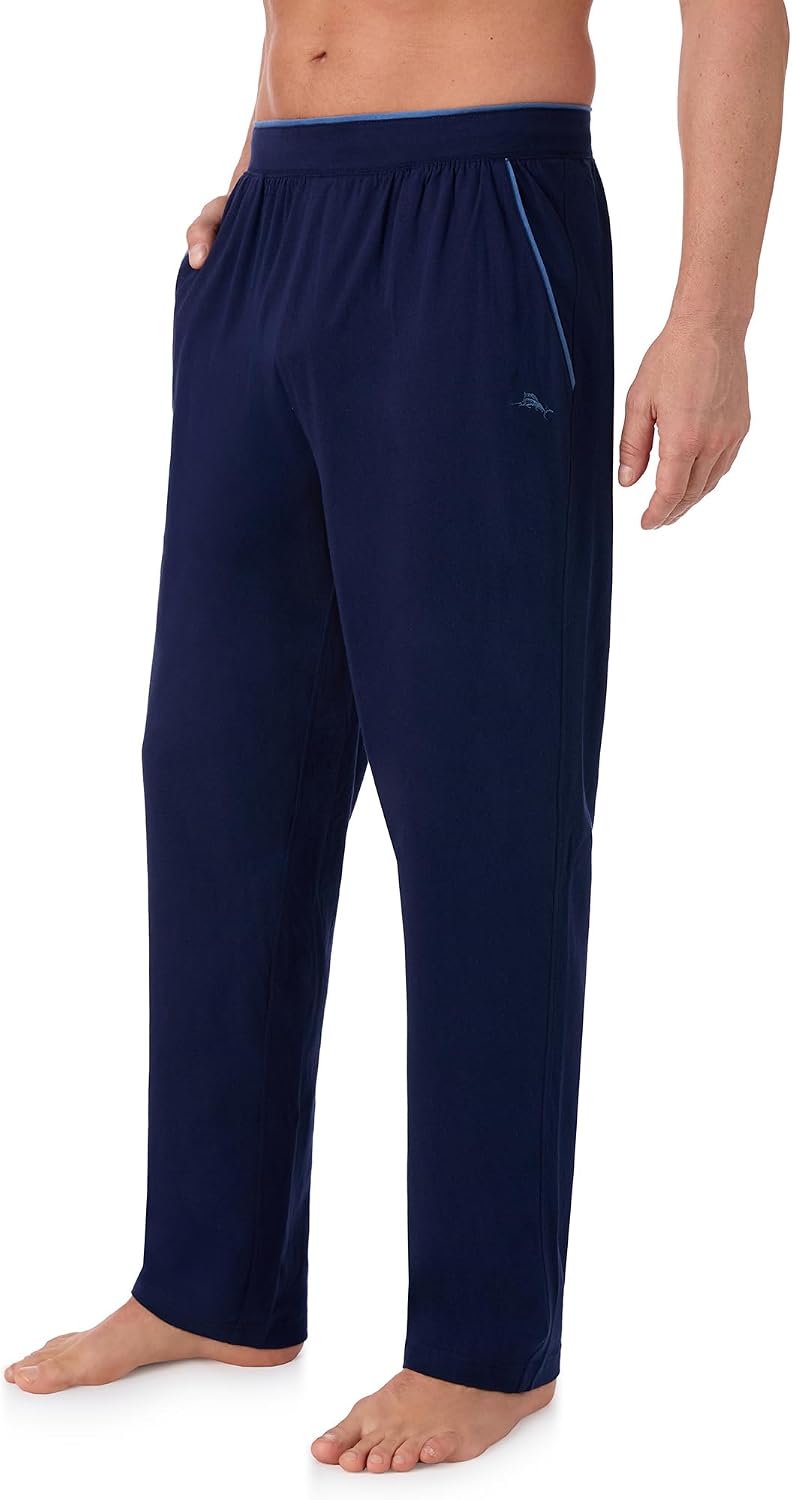 Tommy Bahama - Men's Essential Sleep Pant, Long Straight Leg Cotton Blend Pajama Pants for Sleep or Lounge
