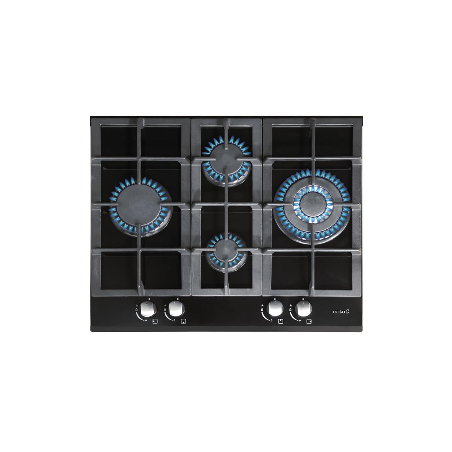 LCI 6031 BK - Piano Cottura a Gas Butano a 4 Fuochi - 1 Tripla Corona - Predisposto per Cottura a Gas Naturale - Larghezza 64 cm - Potenza Totale 9,25 Kw - Griglie e Bruciatori a Gas Smaltati - Cata LCI 6031 BK - Piano Cottura a Gas Butano a 4 Fuochi - 1 Tripla Corona - Predisposto per Cottura a Gas Naturale - Larghezza 64 cm - Potenza Totale 9,25 Kw - Griglie e Bruciatori a Gas Smaltati - Cata