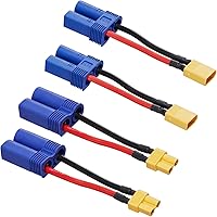 Vista 5 de XT30 a EC3 Adaptador Conector Macho Hembra para RC FPV Drone Coche Cargador de Batería Lipo NiMH ESC (Paquete de 4)