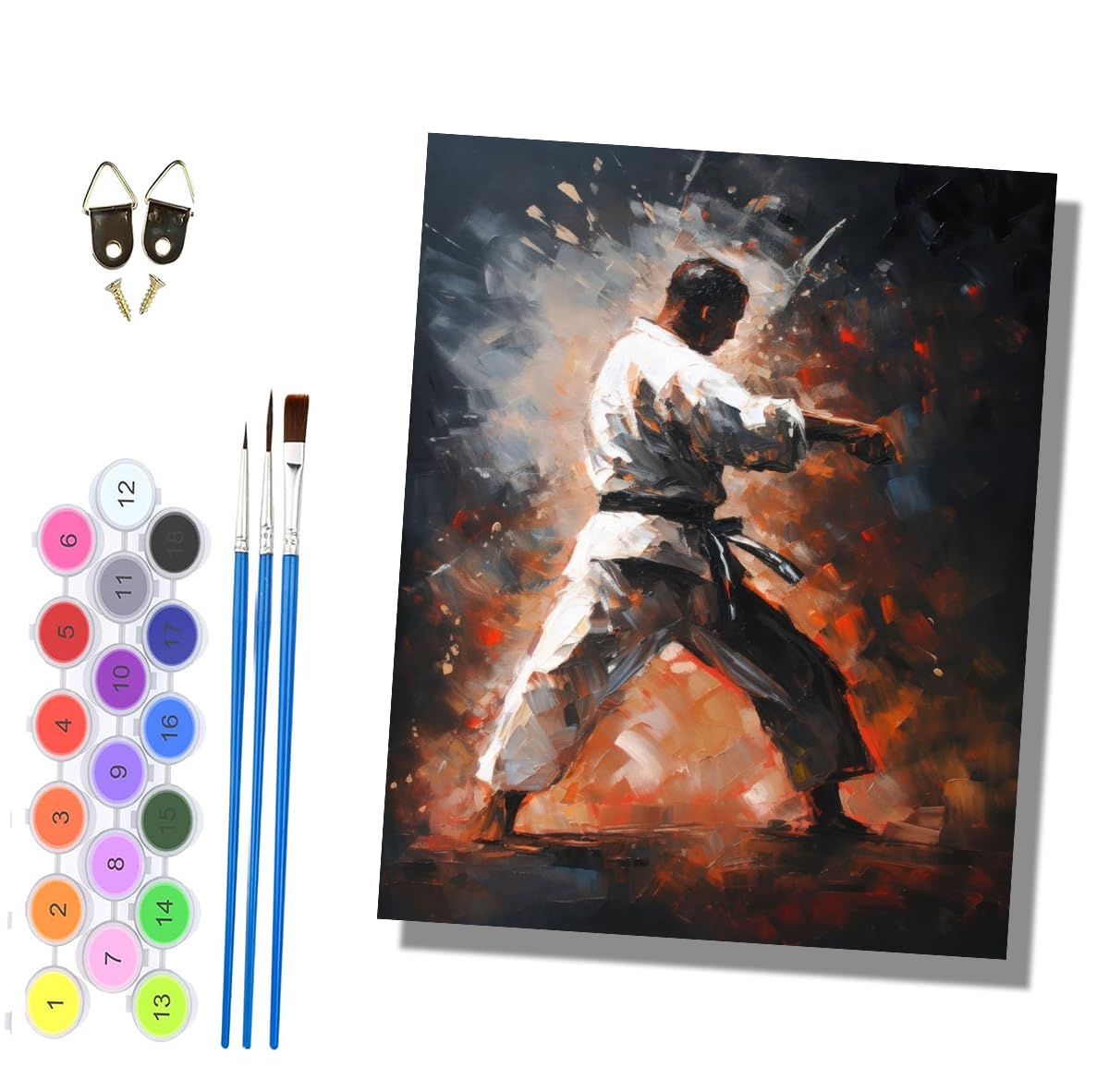 HONGPZH Paint by Numbers for Adults and Beginner Painting by Number Without Frame Oil Paintings on Canvas House Wall Decor 16x20in Inkjet Style Taekwondo