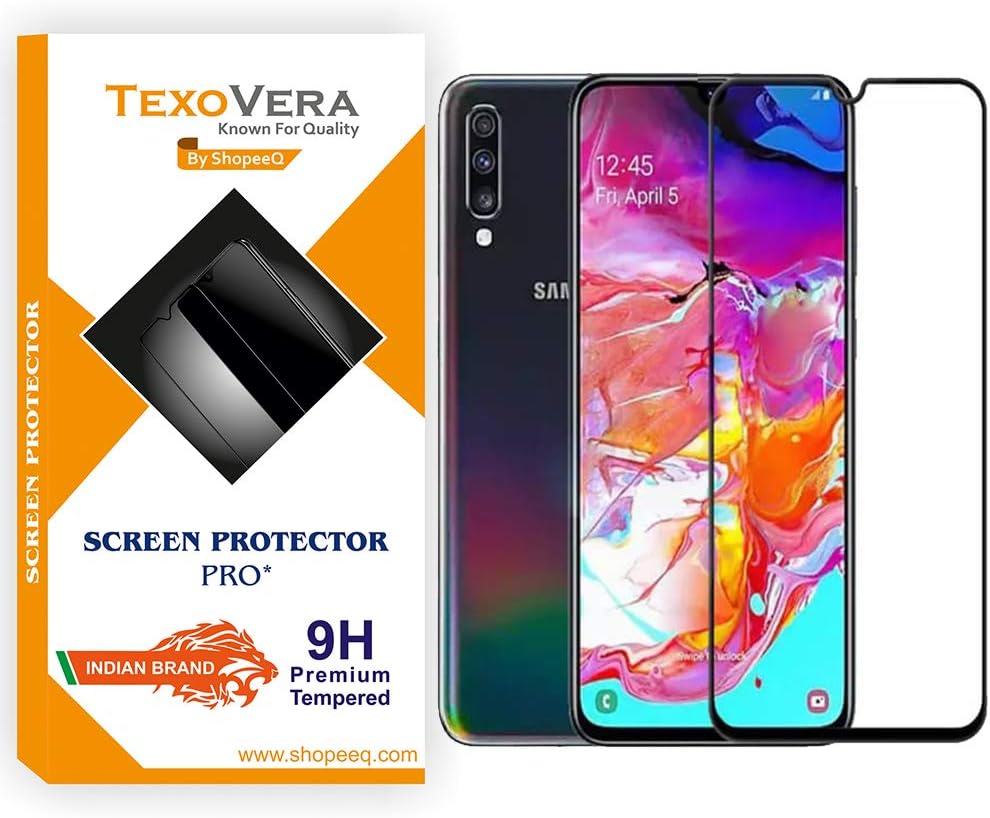 ShopeeQ Screen Guard for Samsung Galaxy A70 / Samsung Galaxy A70s Tempered Glass Edge to Edge Protection Black - Pack of 1