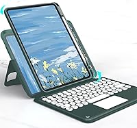 Vista 23 de iPad Air Air2 iPad 5ª 6ª generación 9.7 pulgadas iPad 5 iPad 6 Funda con teclado Touchpad horizontal/vertical Soporte magnético desmontable BT