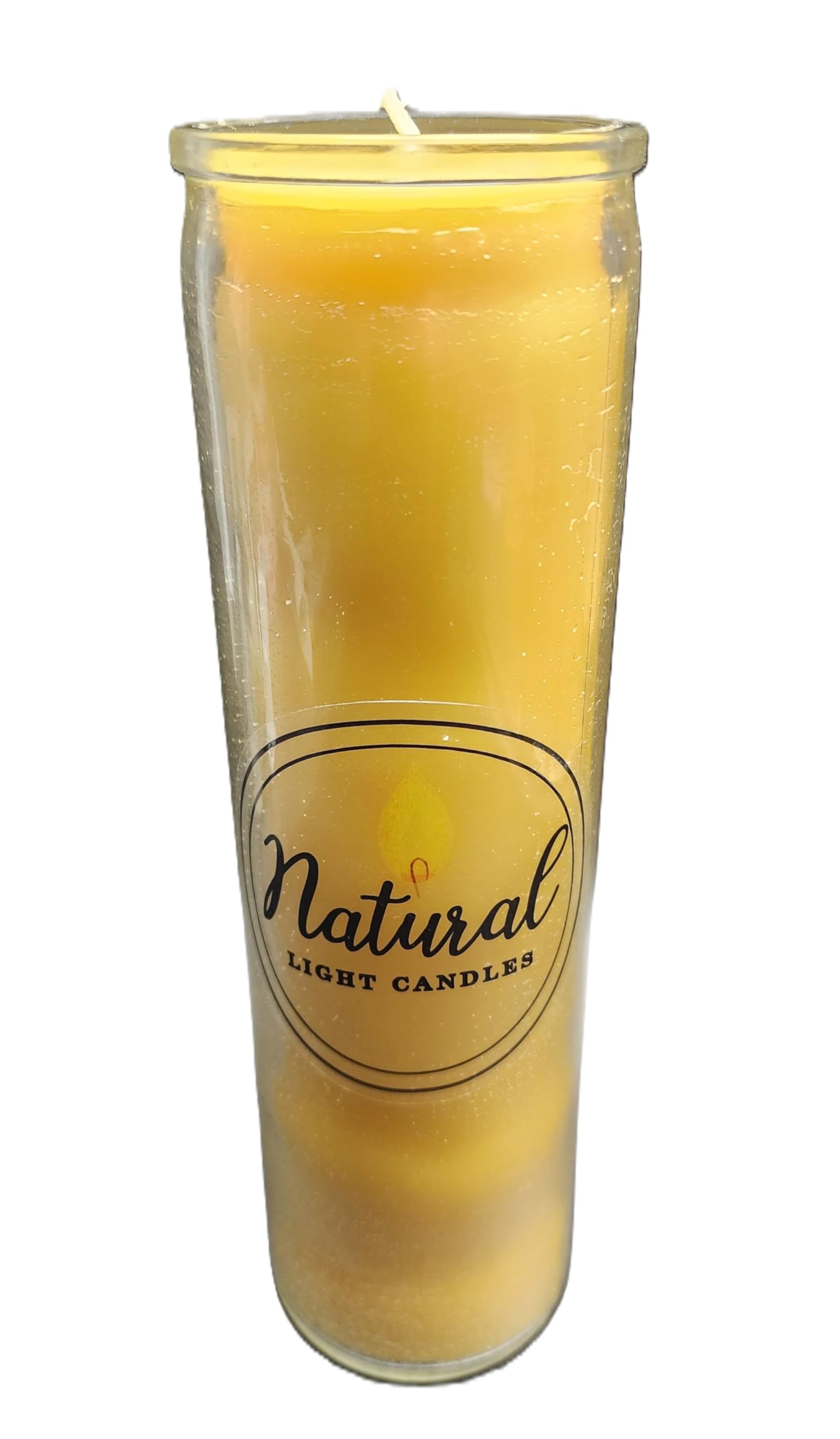 Pure Beeswax Candle Made in USA Vigil,Yartzeit, Yom Kippur, Meditation, Prayer, Devotional, Pillar in a Glass. Burns up to 100 Hours.