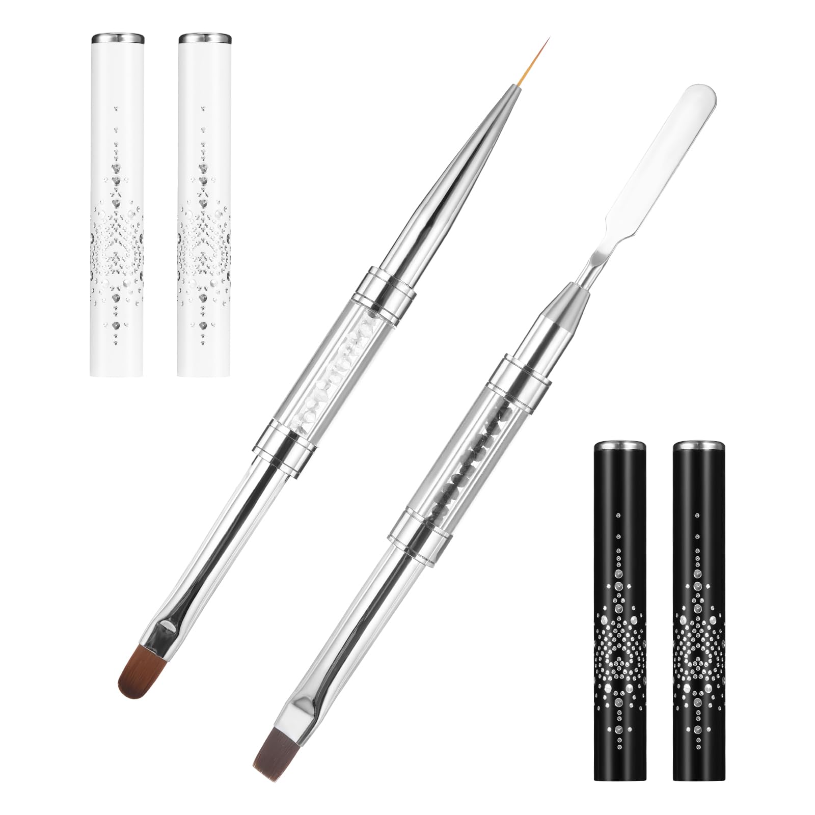 JJUNW 2 Stück Dual-Ended Pinsel für Gelnägel, 2 in 1 Nagelpinsel Gelpinsel Nageldesign Pinsel Nailart Pinsel Fineliner Gel-Pinsel Linienpinsel Nagel Werkzeugen Zubehoer für Nail Art Nägel DIY(Stil 2)