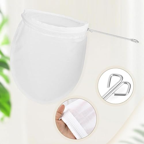 Miniatura 4 de 1 paquete de bolsas coladoras de malla ultra fina, reutilizables con mango de acero inoxidable, filtro para leche de nueces, café, jugo, queso, miel