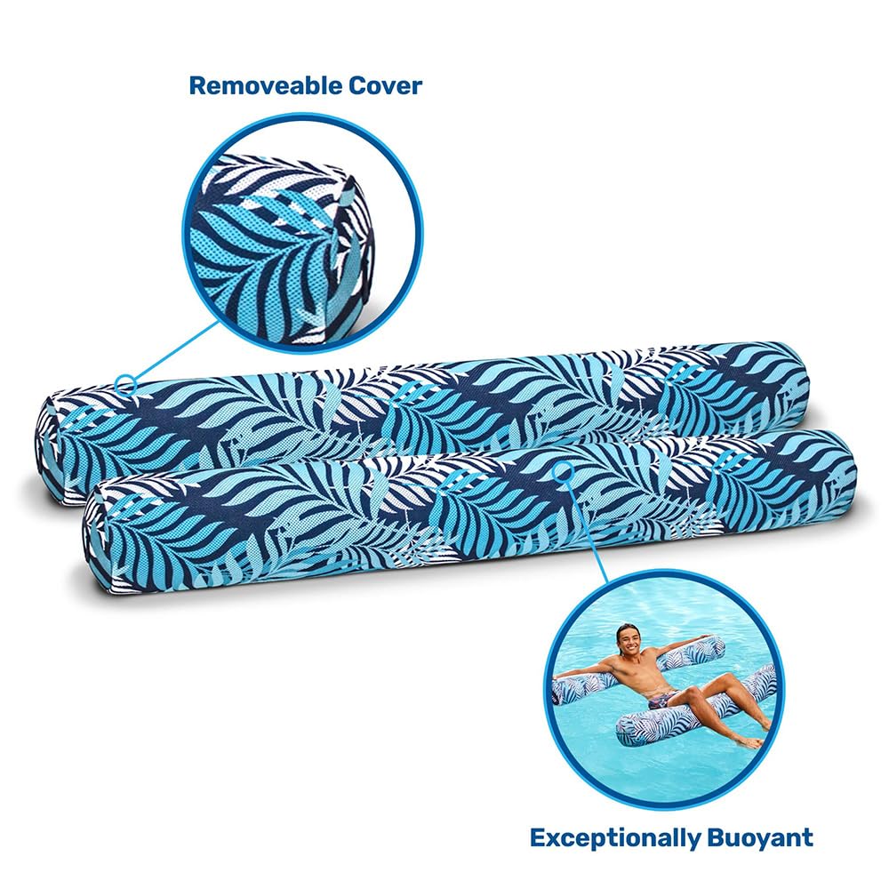 Aqua Oversized Aufblasbare Poolnudel - 2 Pack - Soft Mesh Jumbo Nudel Pool Float - Blau/Weiß Farn