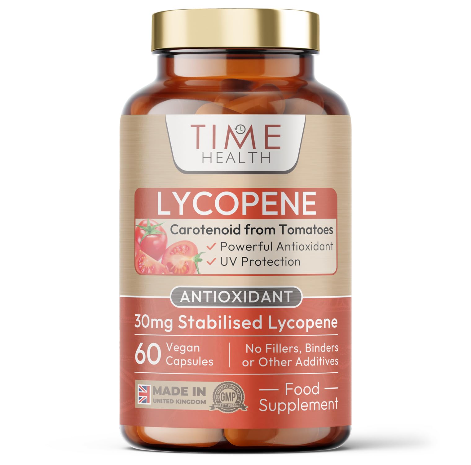 Lycopene – 30mg per Capsule – Stabilized, Microencapsulated Formula – Tomato Extract – Vegan – Zero Additives (60 Capsules)