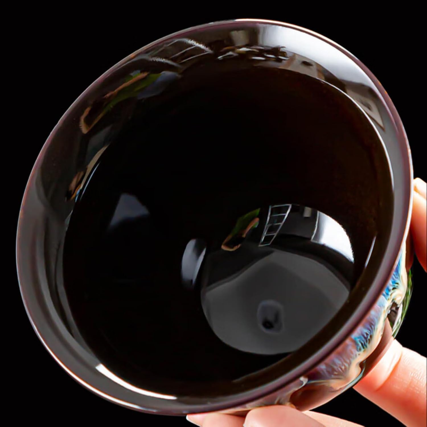 Black Ceramics Gaiwan Teacup, 110ml 3.7oz, Ink Wash Painting Kungfu Tea Set