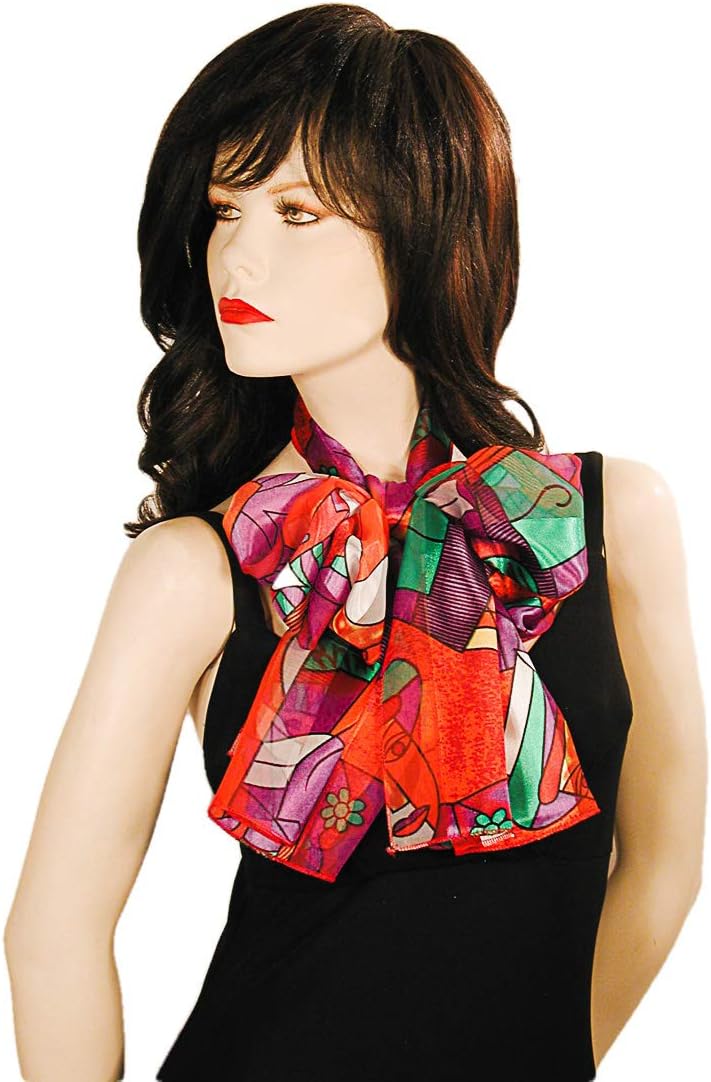 Picasso Art Print Sheer Silky Long Neck Scarves for Women - Image 3