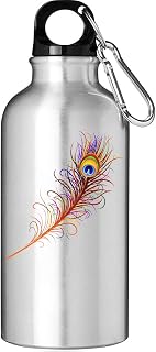Frasco de botella de agua turística con cola de pavo real, color rojo, Silver, 500 ml