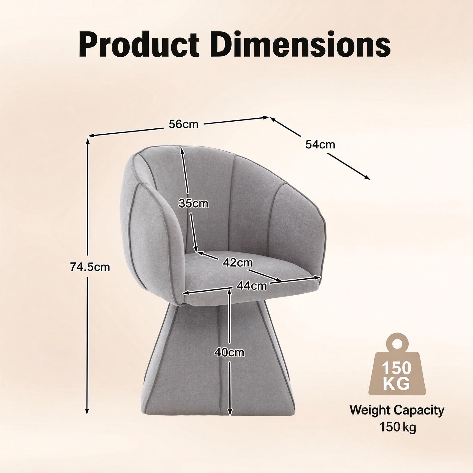 Fauteuil Pivotant en Chenille Gris, pour Le Salon Et La Chambre