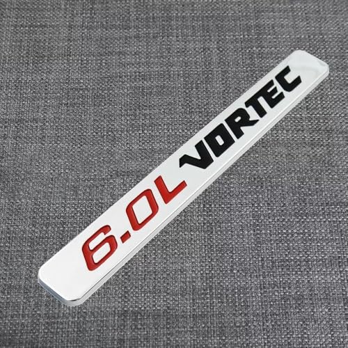 Image of 2Pcs 6.0L Vortec Emblems 3D Engine Badge Compatible with 1500 2500Hd 3500Hd Silverado Sierra Truck (Chrome)