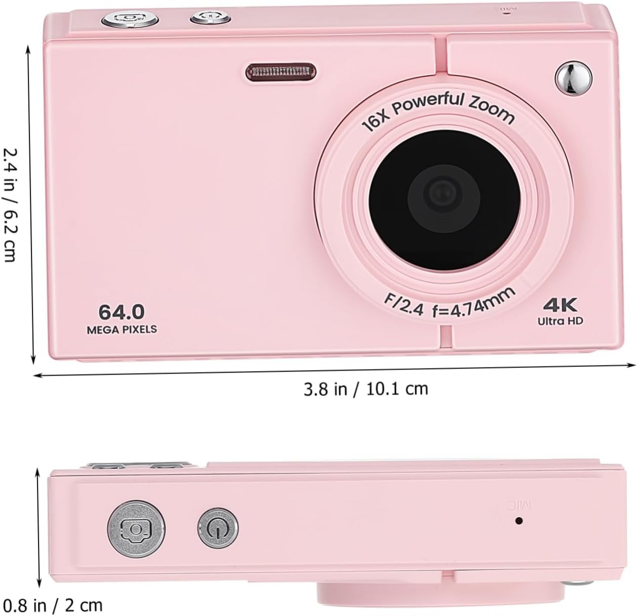 ズーム レトロデジタルカメラ 内蔵メモリ付き 初心者向け軽量コンパクトカメラ 対応で写真転送簡単 学生 ティーン キッズ用ピンク