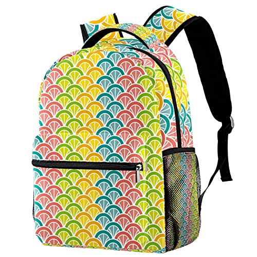 Sac à dos d'école léger motif paon multicolore pour fille et garçon