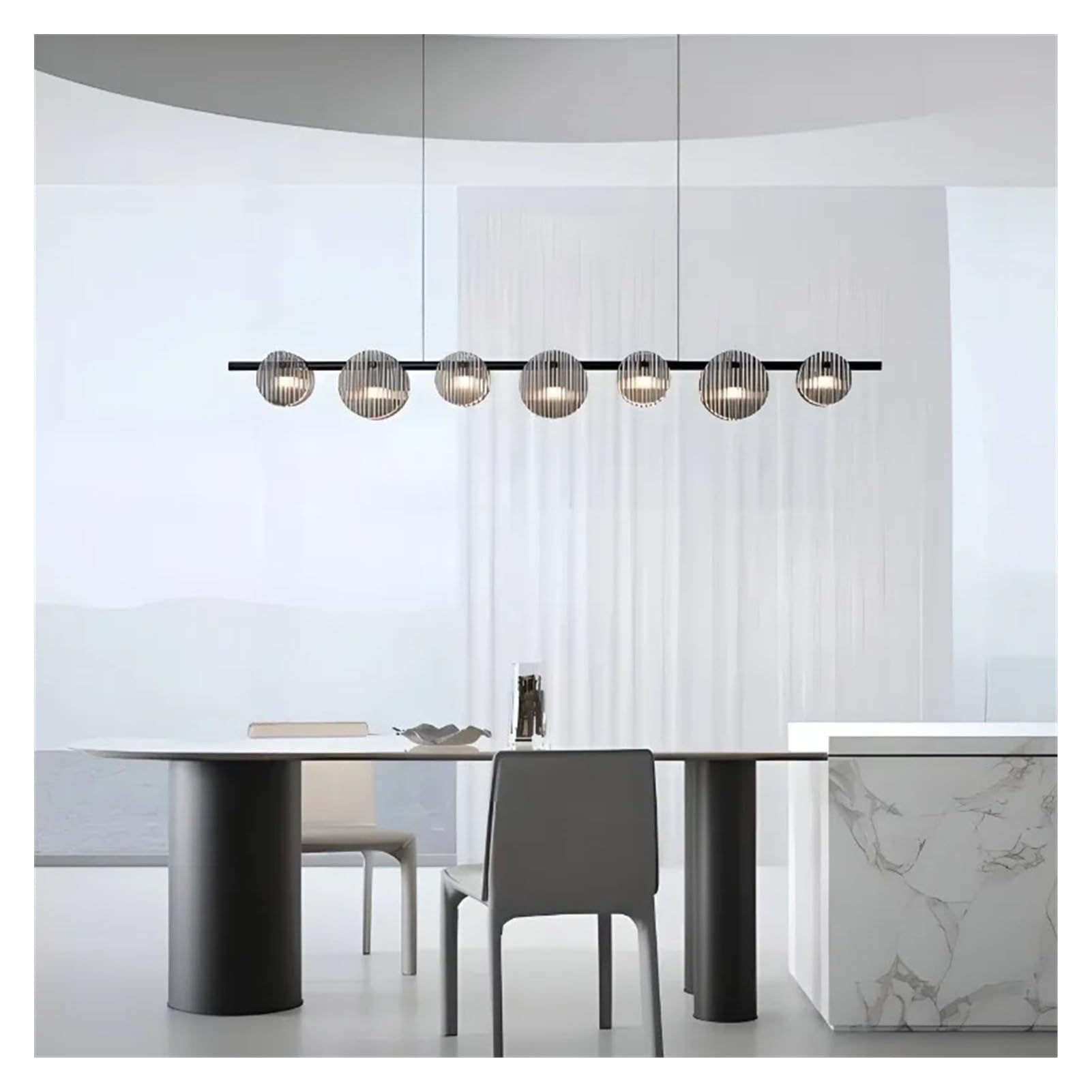 Lustre moderne à bandes LED suspension noire de style nordique