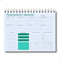 Planner Semanal Permanente 25x18cm | 50 Folhas (50 Semanas) – Organizador Não Datado de Tarefas e Rotina com Espiral | Produtividade para Escritório, Estudos e Casa | Capa Transparente (Verde água)
