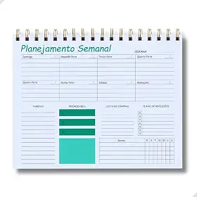 Planner Semanal Permanente 25x18cm | 50 Folhas (50 Semanas) – Organizador Não Datado de Tarefas e Rotina com Espiral | Produtividade para Escritório, Estudos e Casa | Capa Transparente (Verde água)