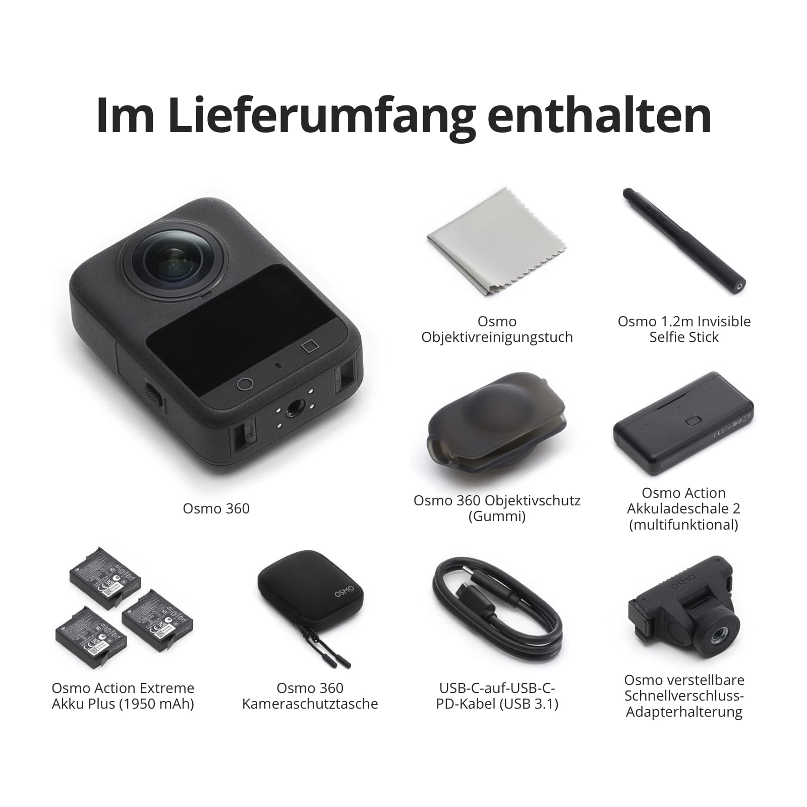DJI Osmo 360 Adventure Combo 360 Kamera 1-Zoll Sensor 8K 360° Video 4K 120fps 170° Sichtfeld 120MP Fotos Action Cam Vlog Kamera Magnetischer Schnellwechsel 3 Akkus Ladeetui