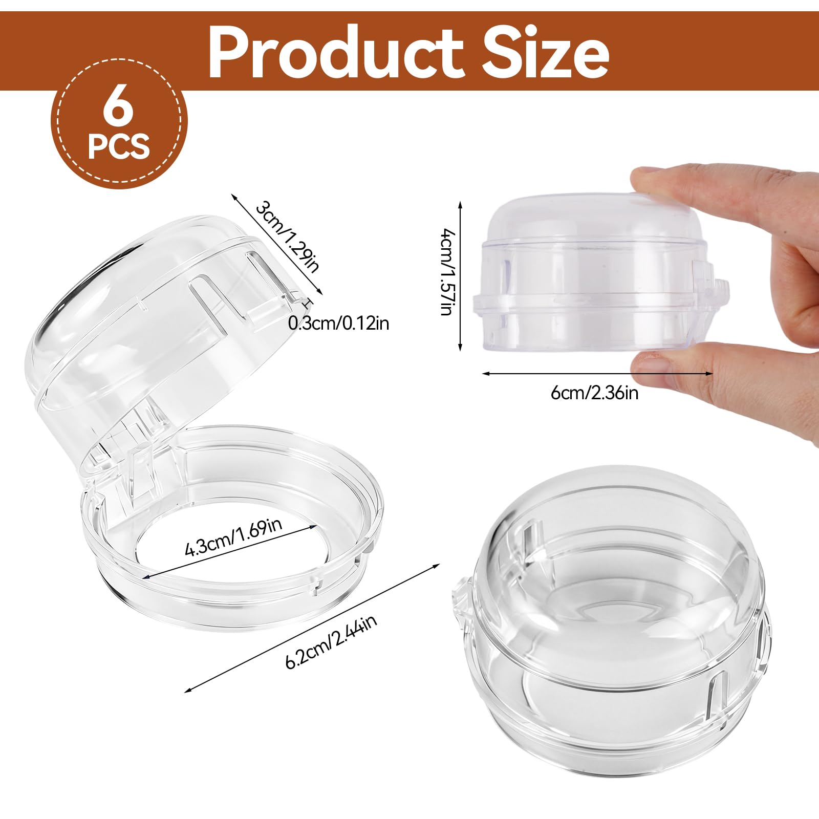 Cache-Boutons de Cuisinière Sécurité Enfant Autocollants Diamètre 4,9 cm Hauteur 4 cm Espacement 6,1 cm