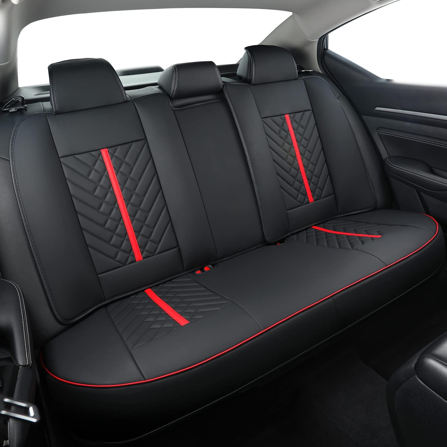 LUCKYMAN CLUB Altima Seat Covers, fit for 2013-2025 Altima S SR SV SL Platinum Sedan with Water Proof Faux Leather (Black&Red)