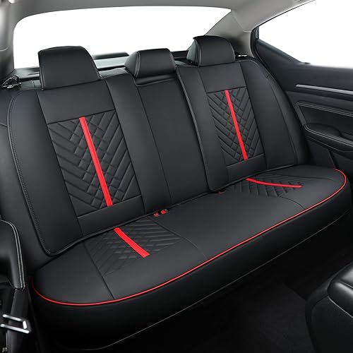 Miniatura 5 de LUCKYMAN CLUB Altima - Fundas de asiento para Nissan Altima S SR SV SL Platinum Sedan 2013-2024 con piel sintética resistente al agua (negro y rojo)