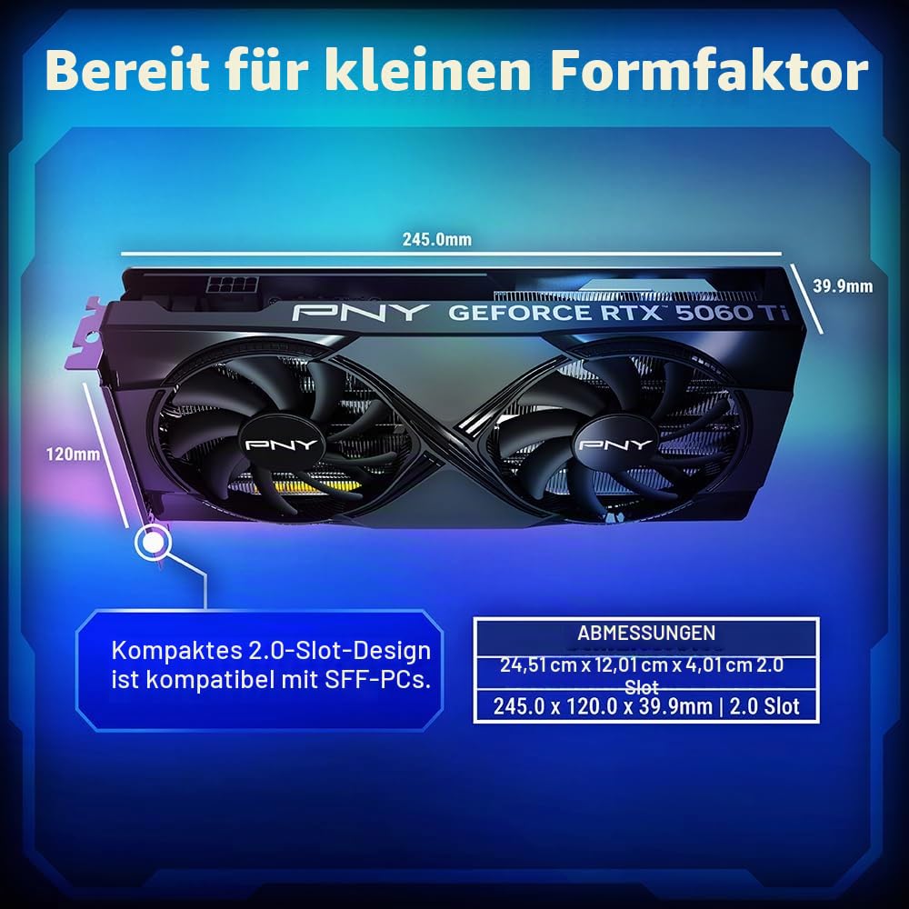 PNY GEFORCE RTX™ 5060 Ti 16GB Overclocked Dual Fan DLSS 4