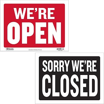 BAZIC Products Open Sign with Closed Sign on Back, 12 x 16 in