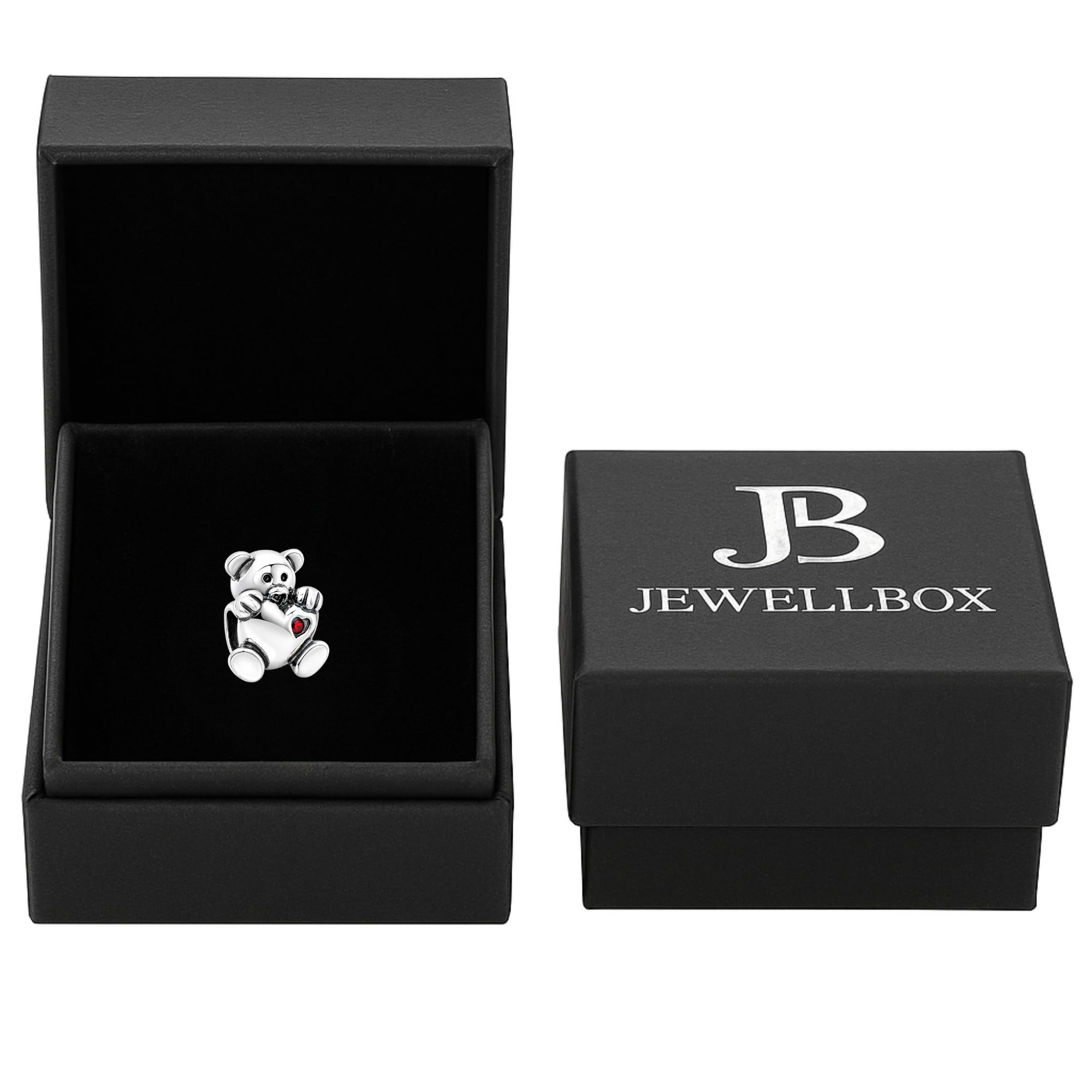 Jewellbox Braccialetto da bambina in argento Sterling con ciondolo a forma di orsetto con cuore.