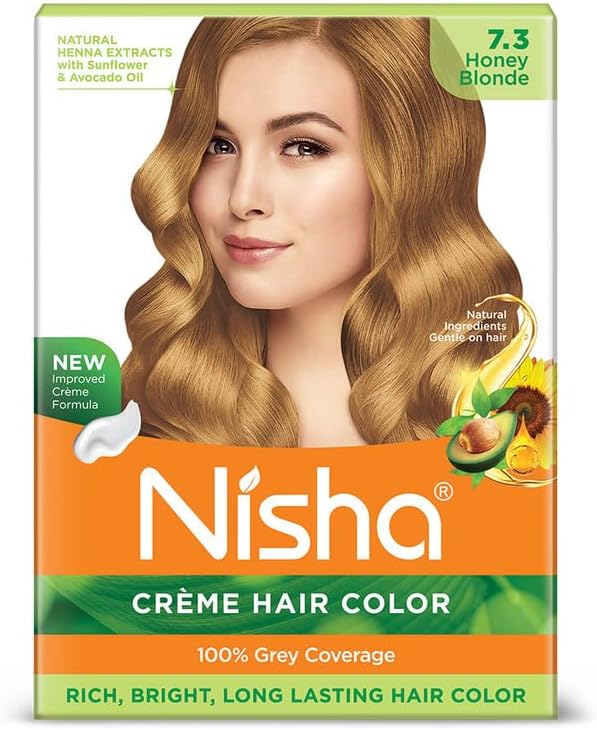NishaCreme Hair Color, Permanent Long-Lasting Blonde Hair Color, Ultra Soft Shiny Hair, All Types of Hair, Honey Blonde, 40 gm
